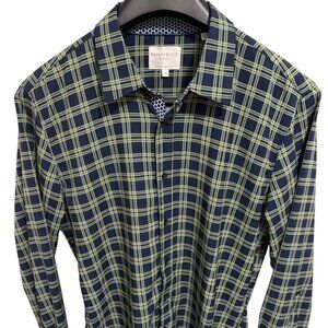 CON.STRUCT Button Up Shirt Slim Fit 4-way Stretch Check Mens Large XL